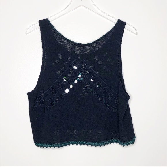 Free People | Boho Blue Knit Tank Top Size XS - Picture 5 of 5